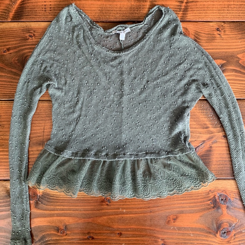 American Eagle Army Green Top with Lace Bottom